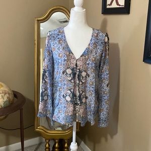 Lavender Brown Silk top size XS💜